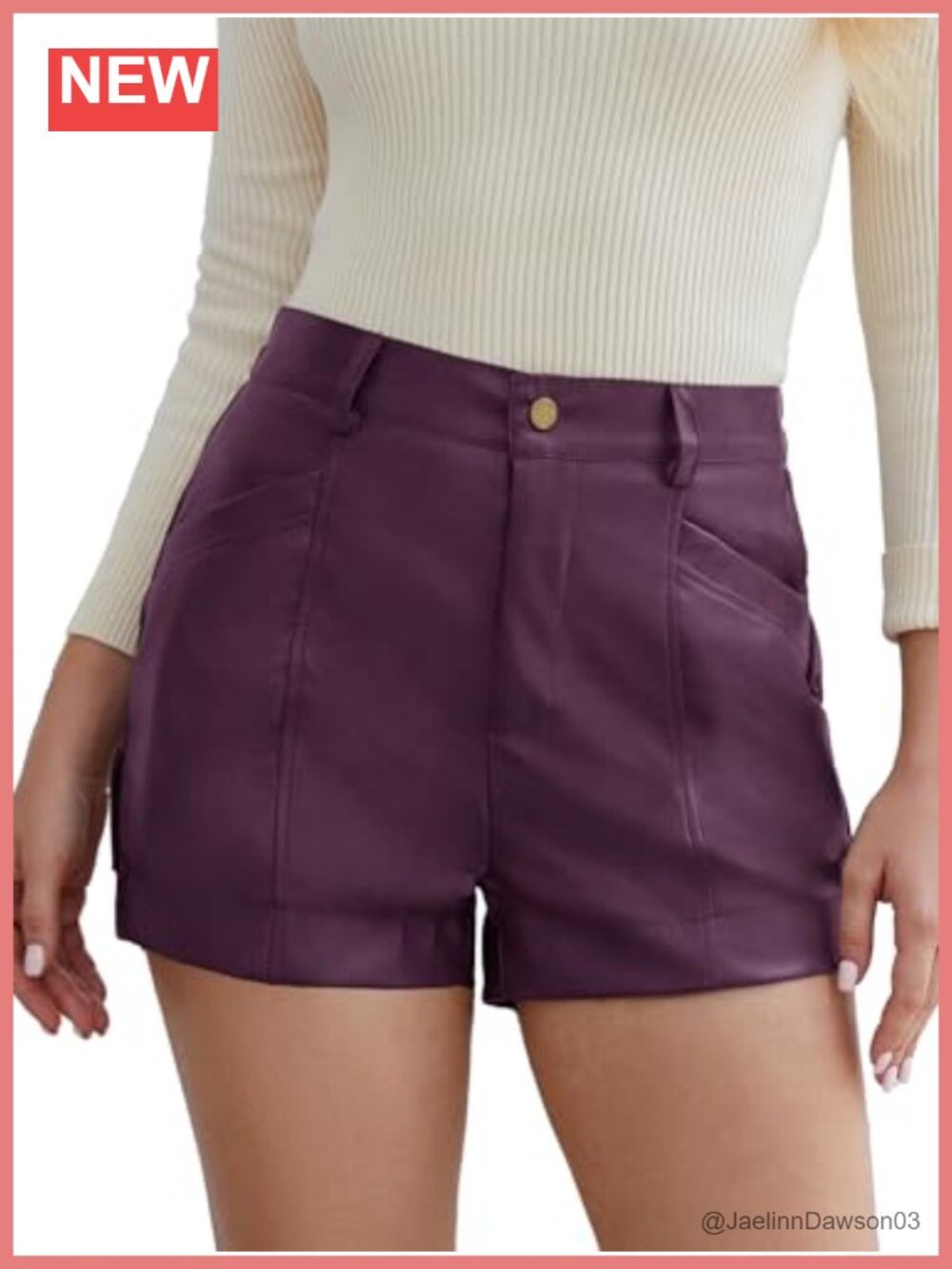 Faux Leather Shorts Women High Waisted Dressy Casual Pull On Stretchy